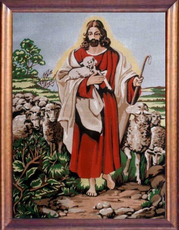 07 Isus dobri pastir pozamanterija gobleni velur
