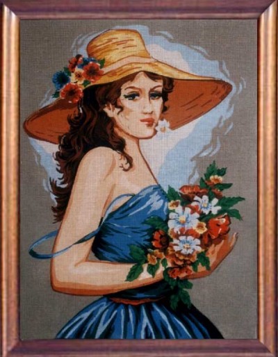 Goblen devojka sa cvetom